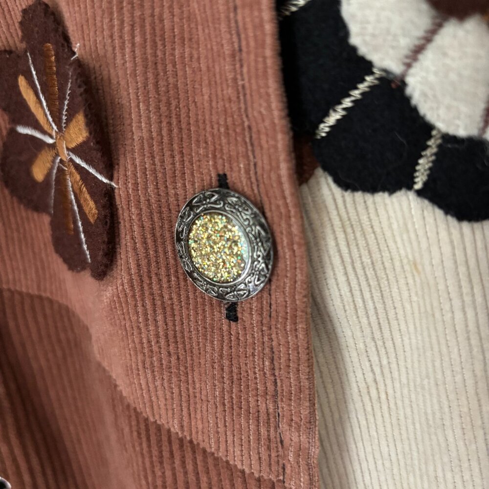 Indigo Moon Soft Corduroy Patchwork Embossed Butt… - image 3